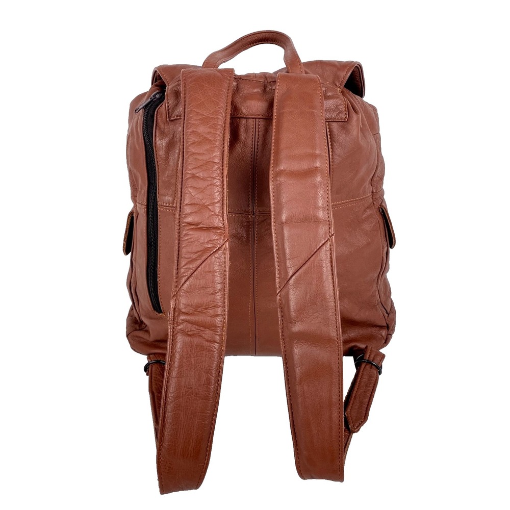 Leather Backpack Large Gold Duck Brown Shoulder Bag Travel Hiking Book Bag, Fine - Picture 4 of 11